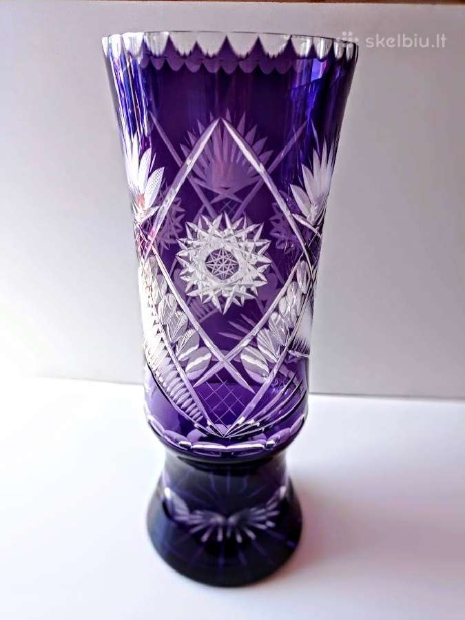 Violetinė krištolo vaza 35,5 cm - nuotraukos Nr. 2
