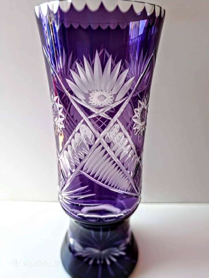 Violetinė krištolo vaza 35,5 cm - nuotraukos Nr. 3