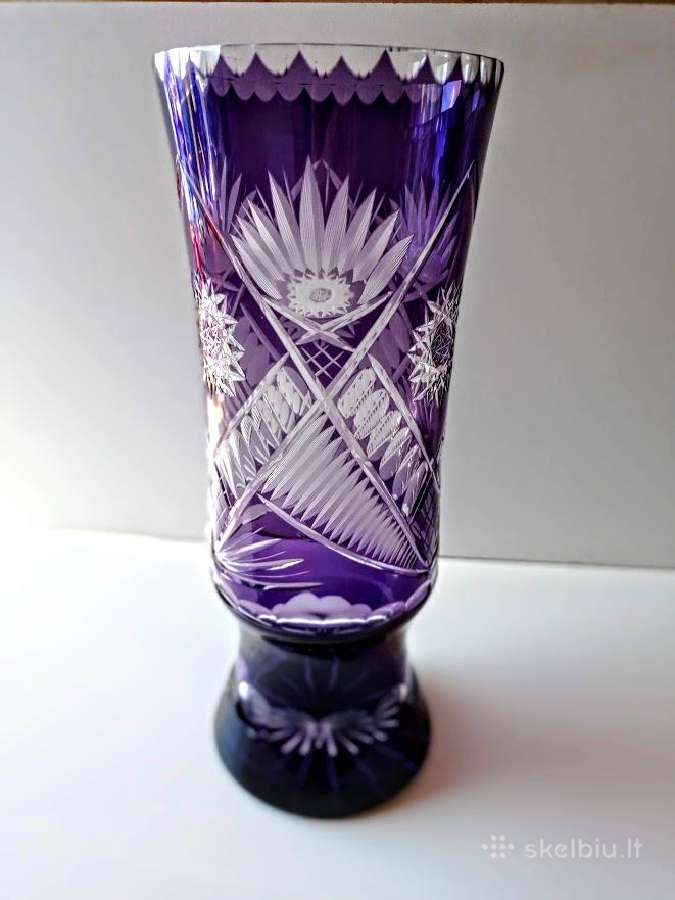 Violetinė krištolo vaza 35,5 cm - nuotraukos Nr. 4