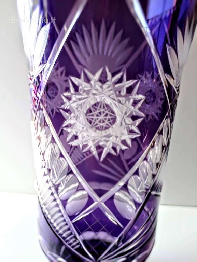 Violetinė krištolo vaza 35,5 cm - nuotraukos Nr. 5