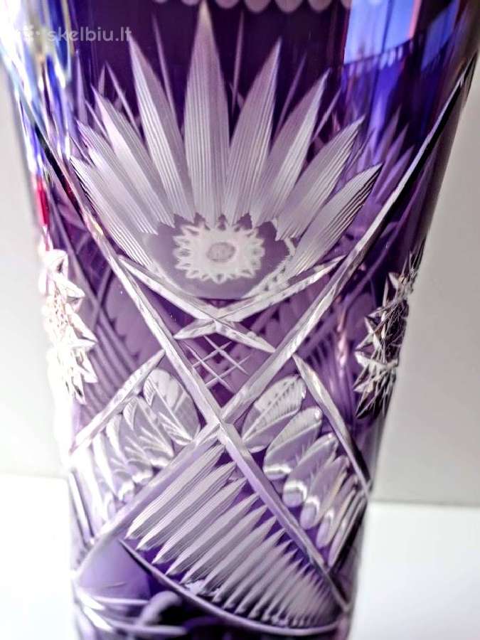 Violetinė krištolo vaza 35,5 cm - nuotraukos Nr. 6