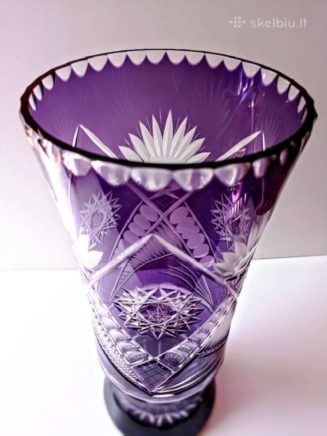 Violetinė krištolo vaza 35,5 cm - nuotraukos Nr. 7