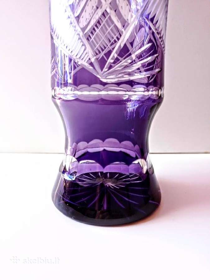 Violetinė krištolo vaza 35,5 cm - nuotraukos Nr. 8