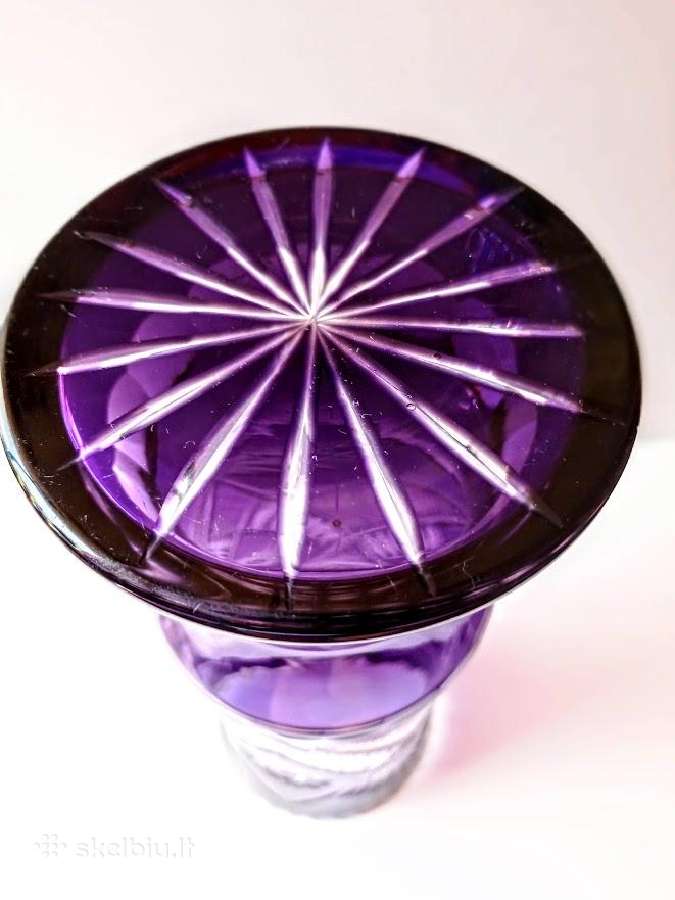 Violetinė krištolo vaza 35,5 cm - nuotraukos Nr. 9