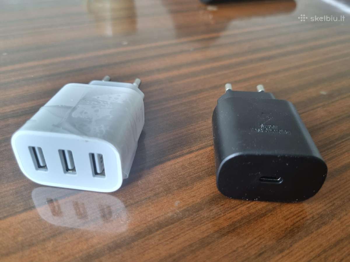 Usb-c ir trigubas Usb-a įkrovikliai