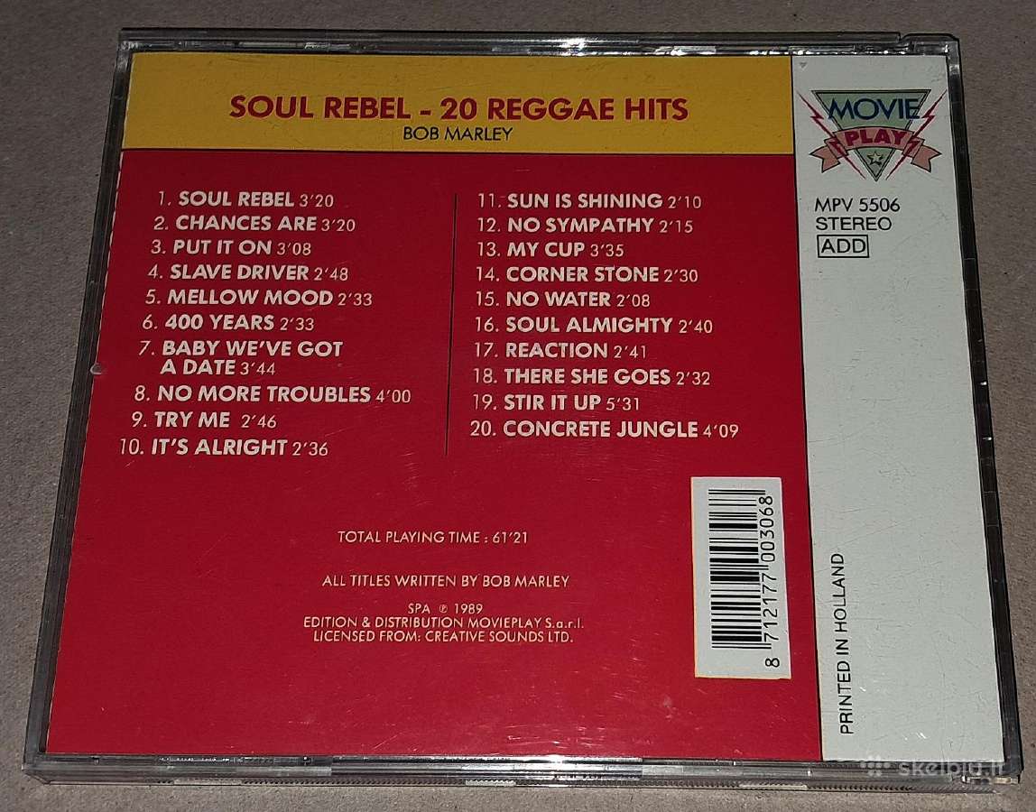 Bob Marley – Soul Rebel -20 Reggae Hits (Audio CD) - nuotraukos Nr. 2