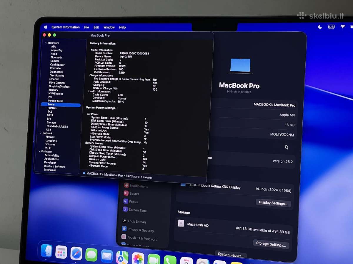 Parduodamas MacBook Pro 14 su Apple M4, Xdr 120hz. - nuotraukos Nr. 12