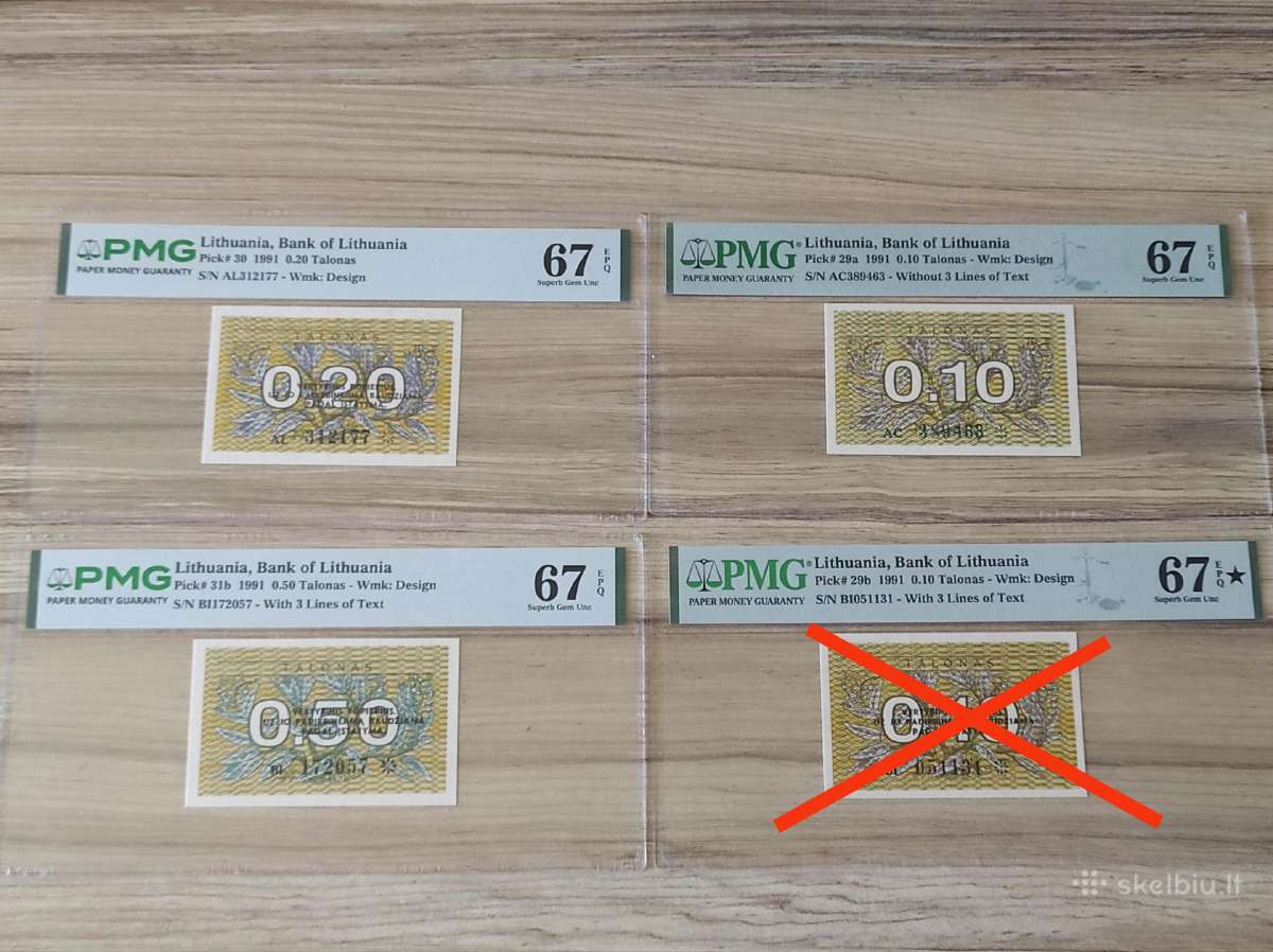 0,10, 0,20, 0,50 talono Pmg 67