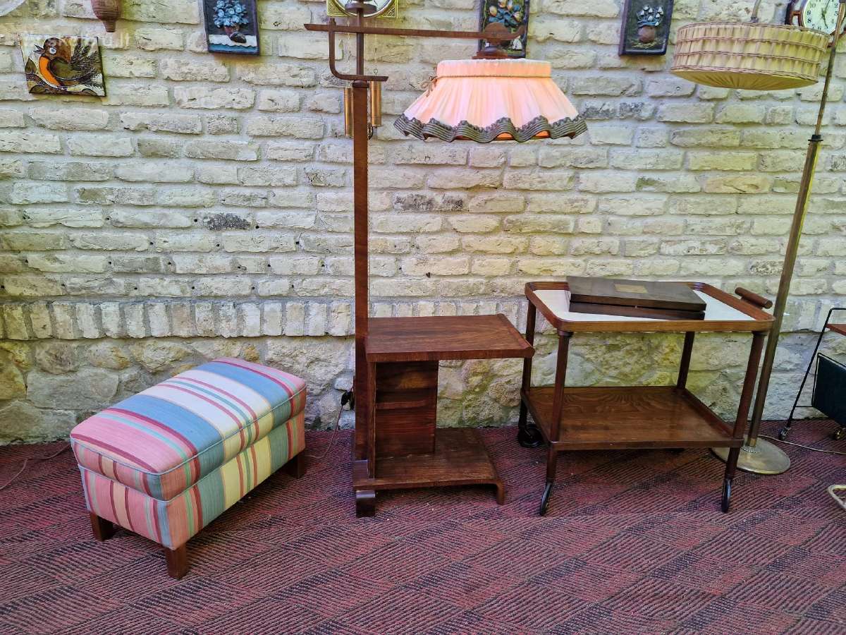 Vintažinis Art Deco toršeras,servantas,pufas