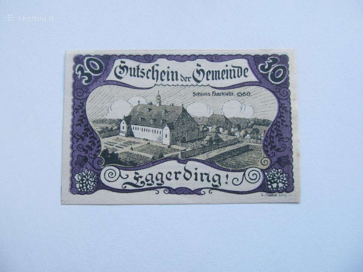 Notgeldas 30 heleriu , Eggerding Austrija , 1920