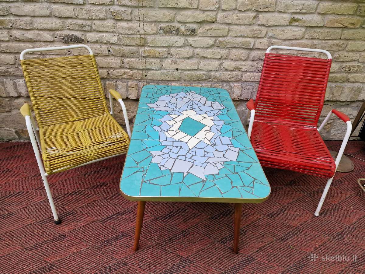 Vintažiniai mid century terasos baldai