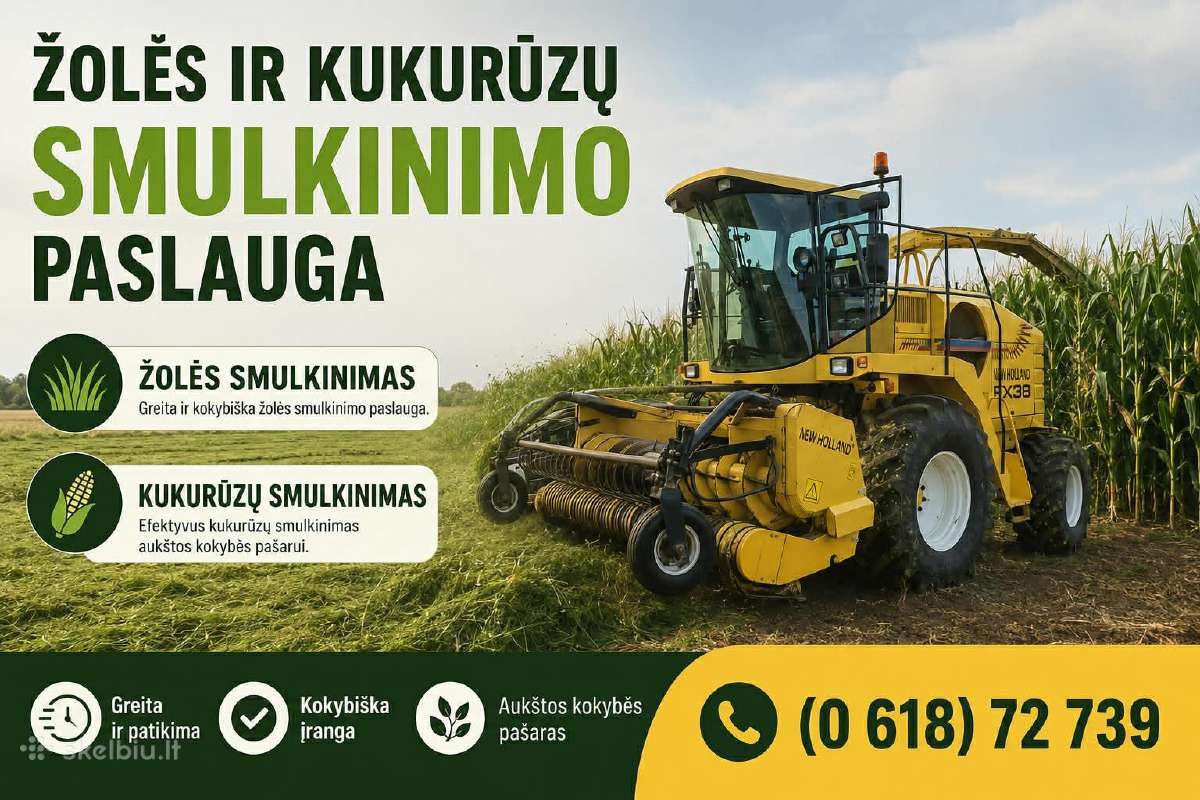 Atliekame žolės, kukurūzų smulkinimo paslauga.