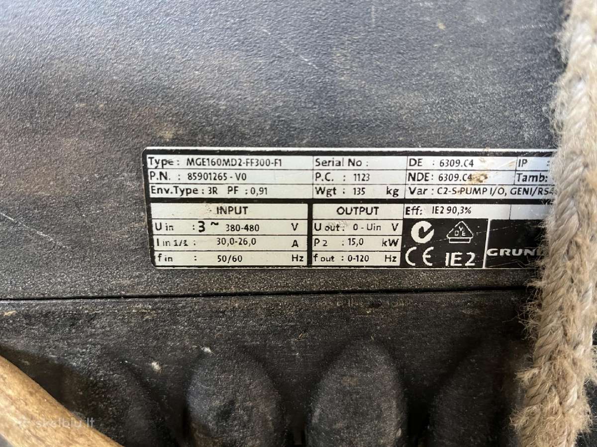 Grundfos 15kw el. variklis su dažnio keitikliu - nuotraukos Nr. 4