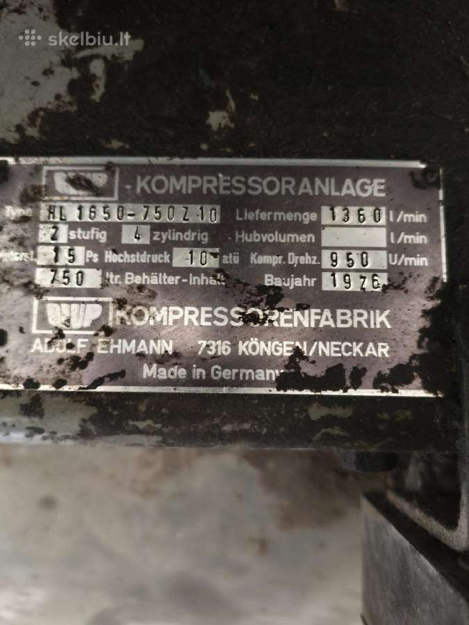 Galingas kompresorius 11kw 750l 1360l/min - nuotraukos Nr. 2