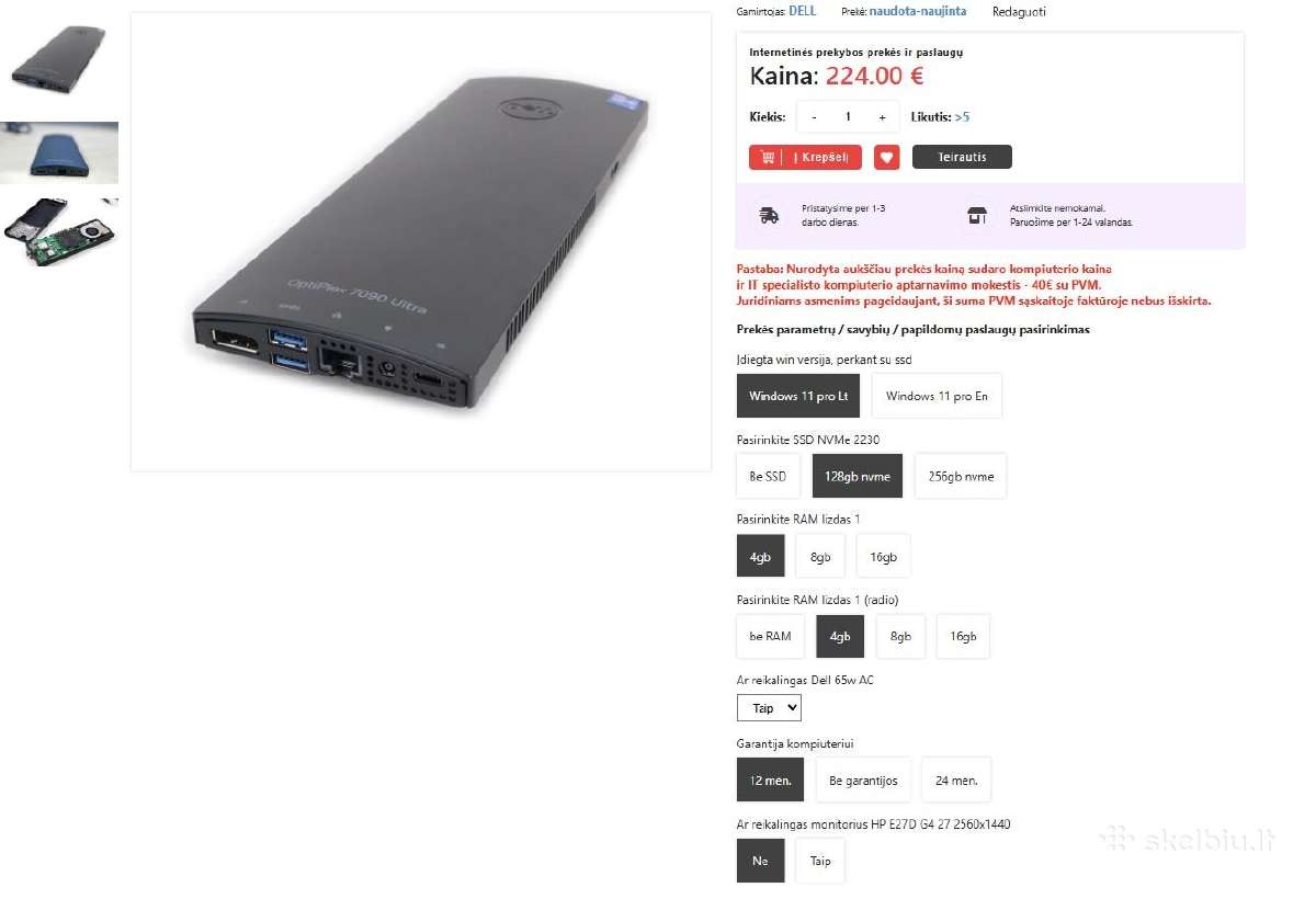 Dell Optiplex 7090 Ultra - maža kaina- - nuotraukos Nr. 4