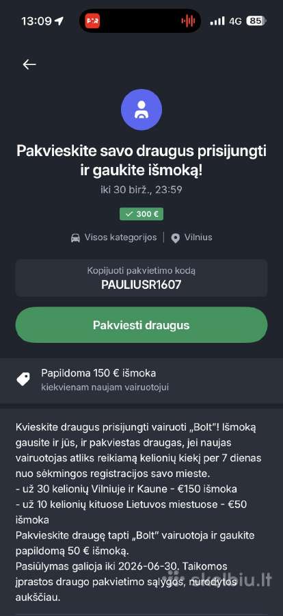 Bolt rekomendacinis kodas