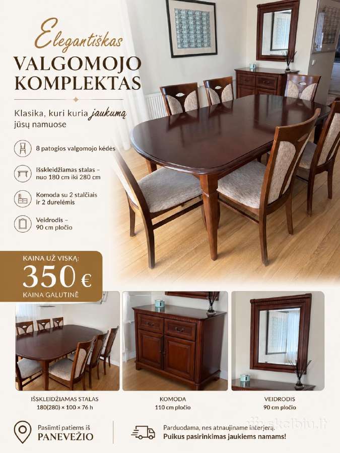 Elegantiškas valgomojo komplektas