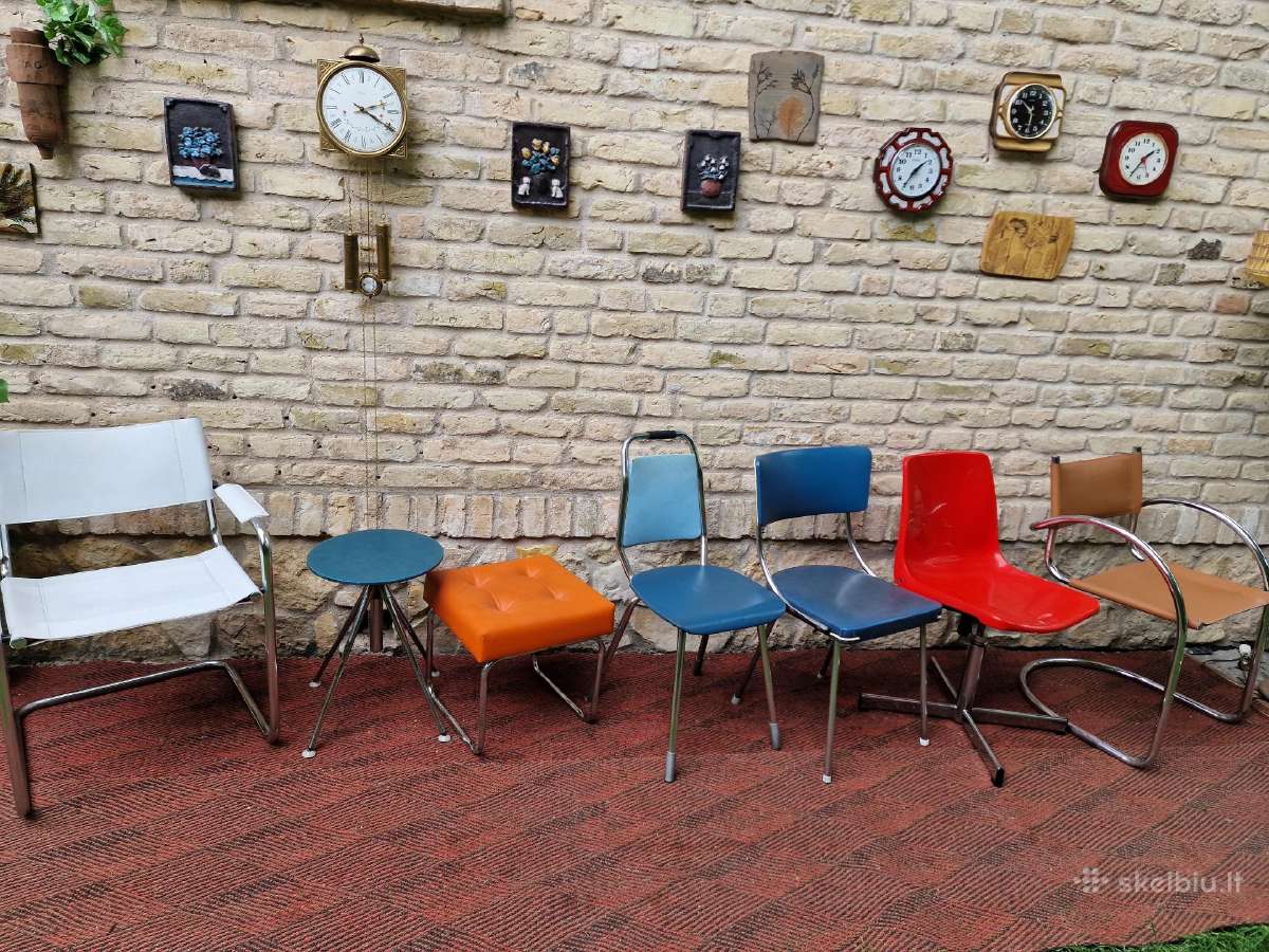 Vintažinės mid century Bauhaus st.kėdės,pufai