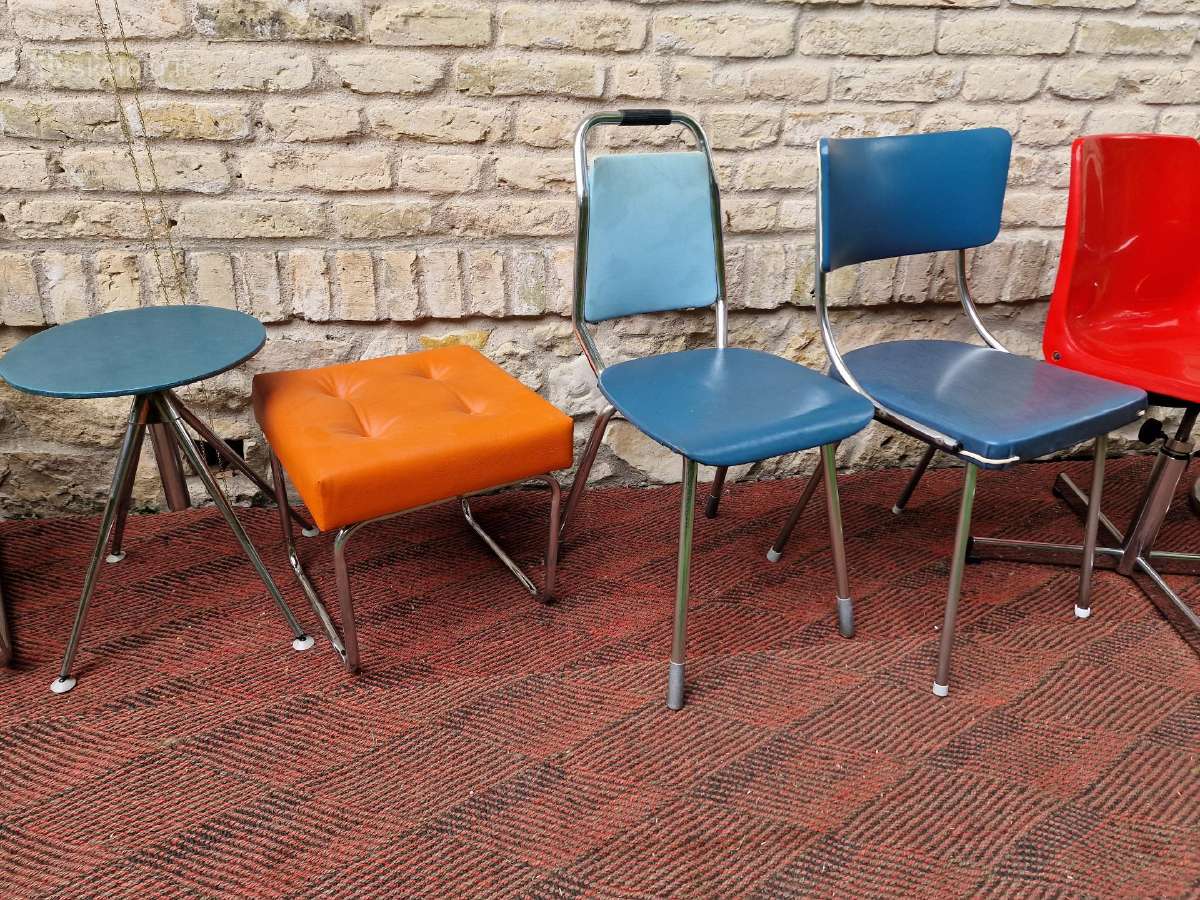 Vintažinės mid century Bauhaus st.kėdės,pufai - nuotraukos Nr. 4