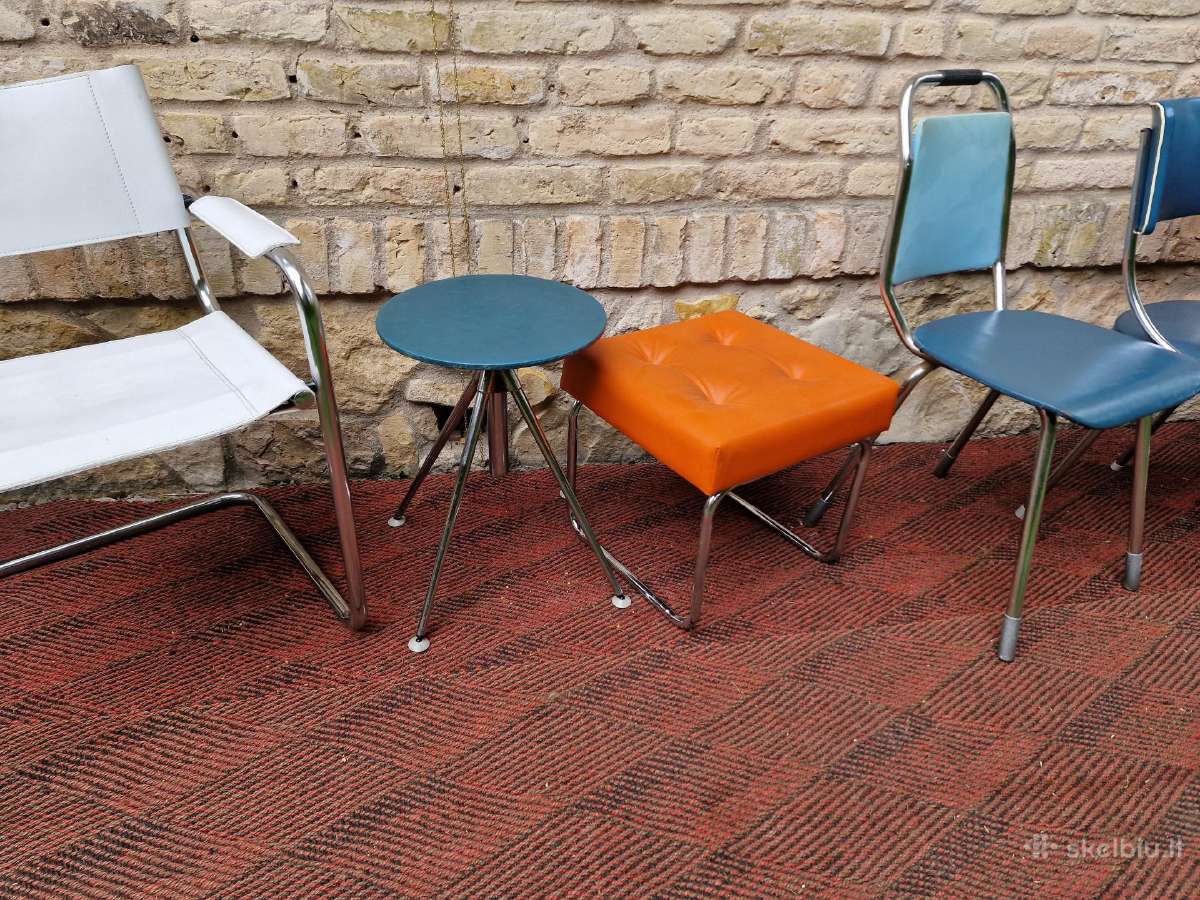 Vintažinės mid century Bauhaus st.kėdės,pufai - nuotraukos Nr. 5