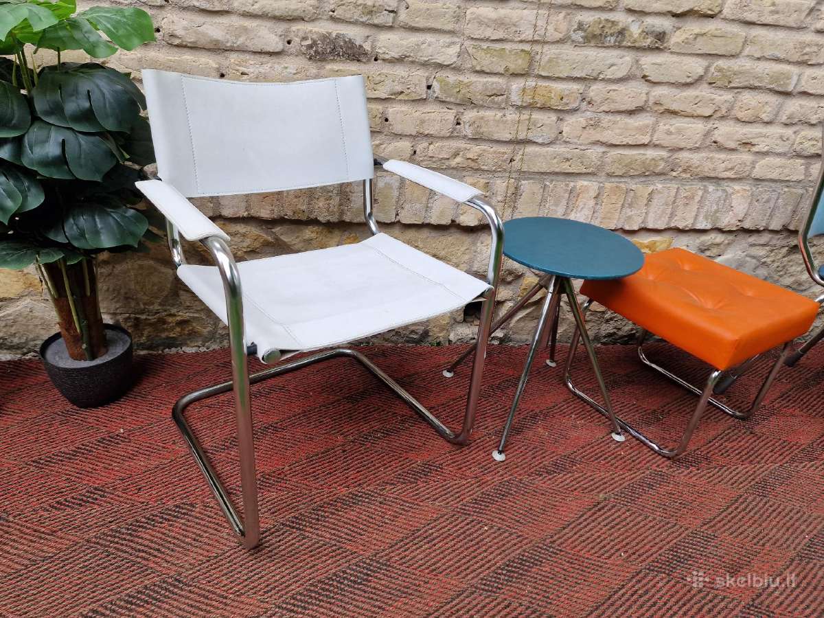 Vintažinės mid century Bauhaus st.kėdės,pufai - nuotraukos Nr. 6