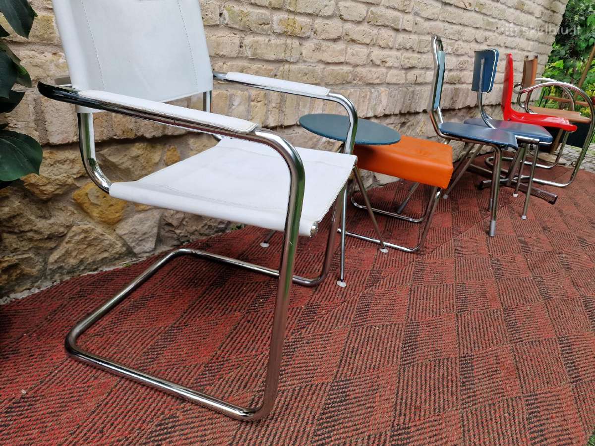 Vintažinės mid century Bauhaus st.kėdės,pufai - nuotraukos Nr. 7