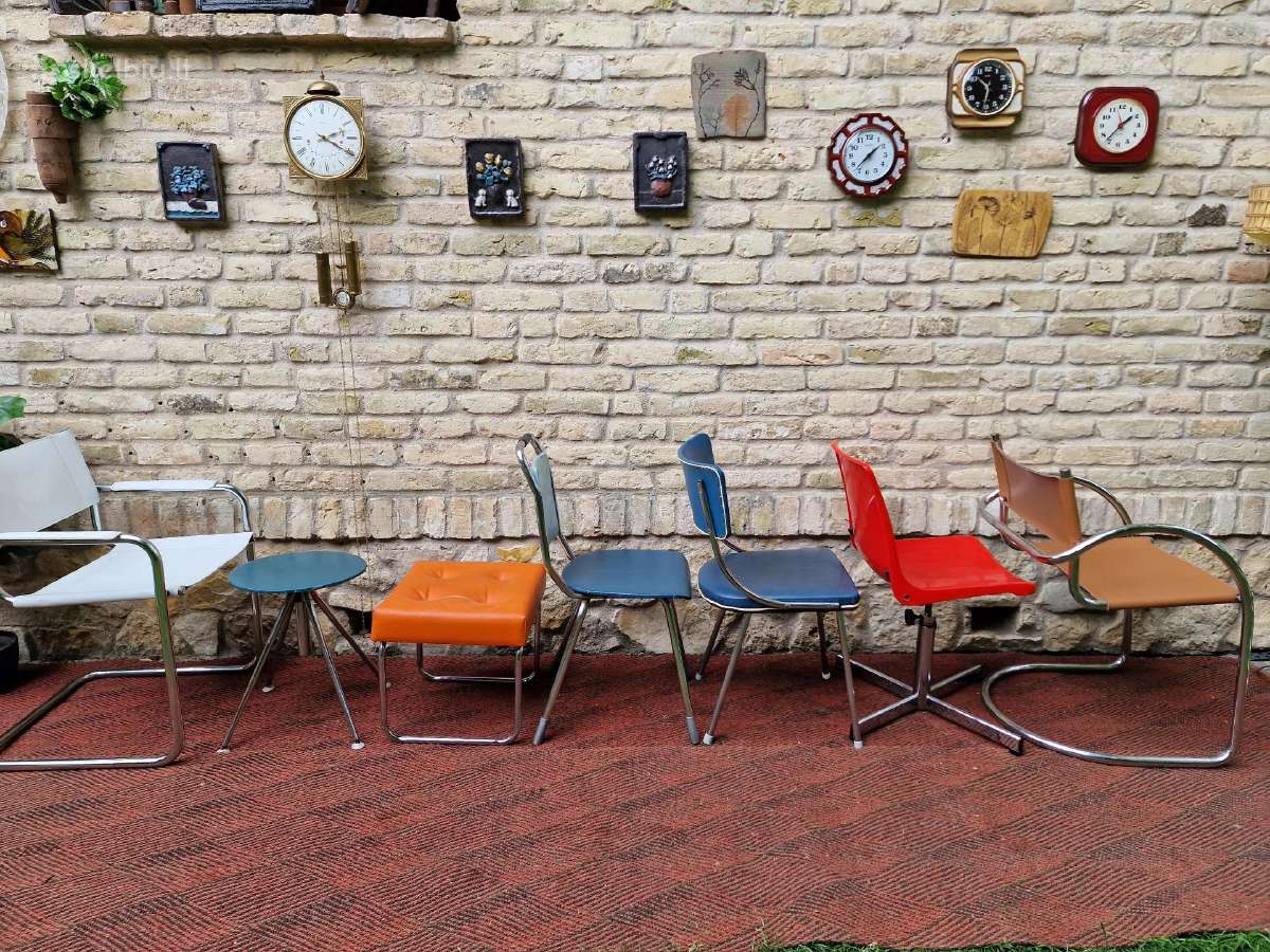 Vintažinės mid century Bauhaus st.kėdės,pufai - nuotraukos Nr. 9