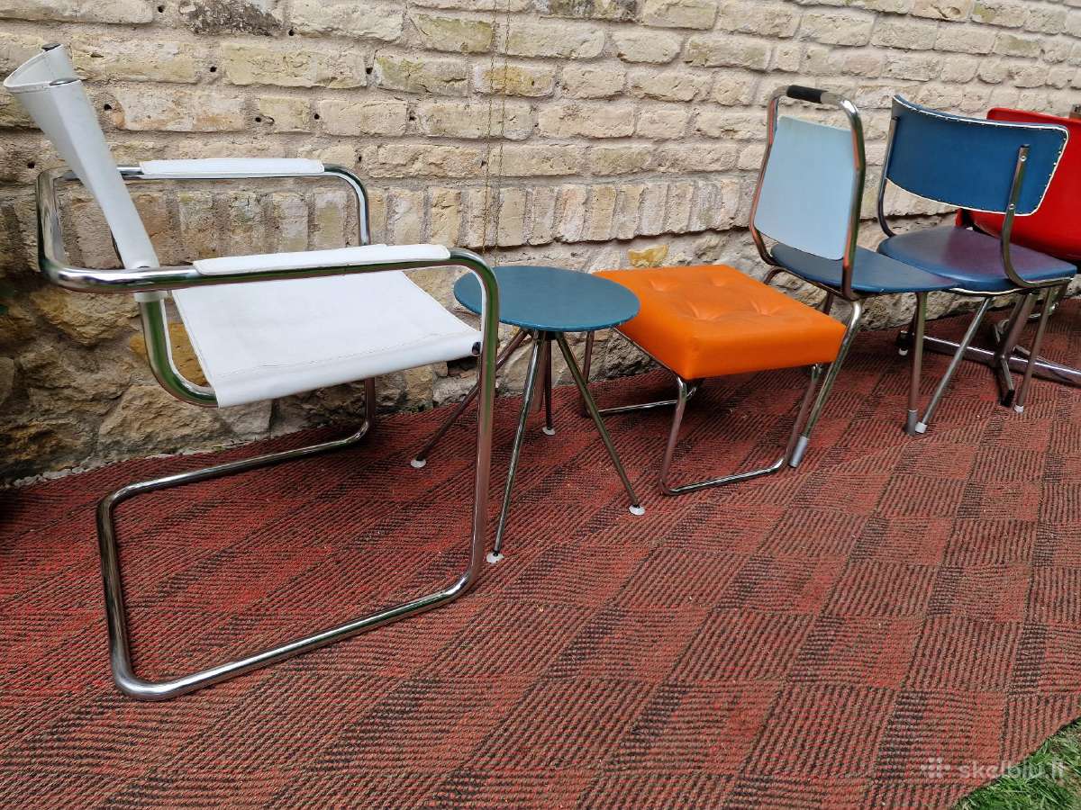 Vintažinės mid century Bauhaus st.kėdės,pufai - nuotraukos Nr. 10