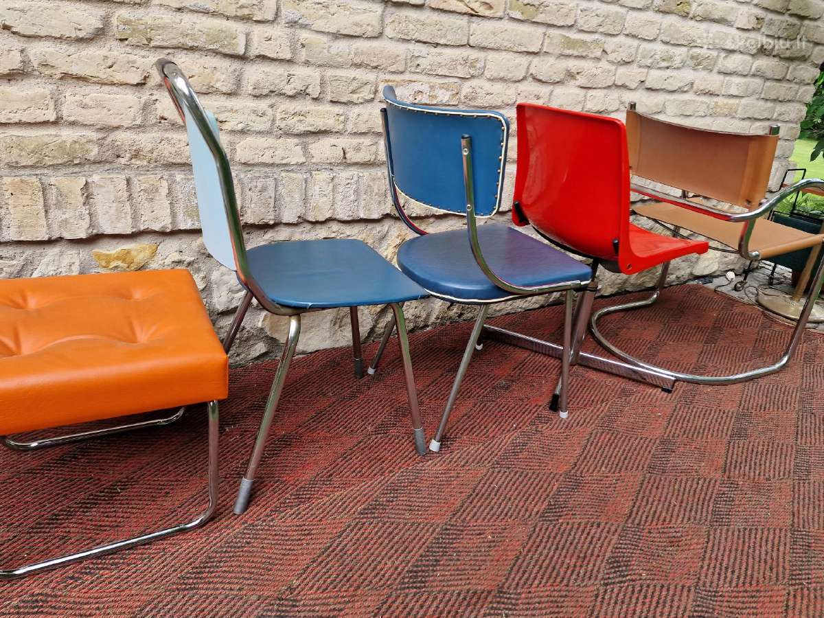 Vintažinės mid century Bauhaus st.kėdės,pufai - nuotraukos Nr. 12