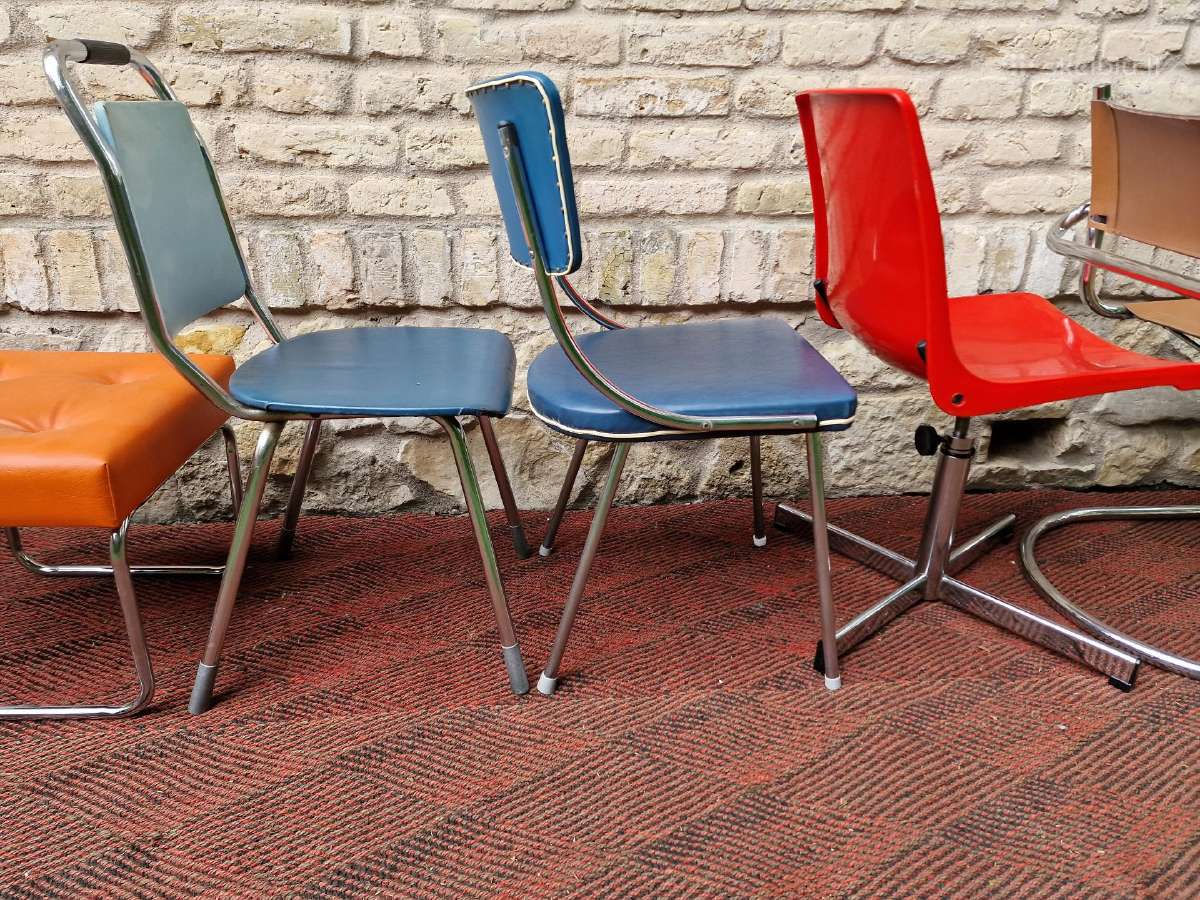 Vintažinės mid century Bauhaus st.kėdės,pufai - nuotraukos Nr. 13
