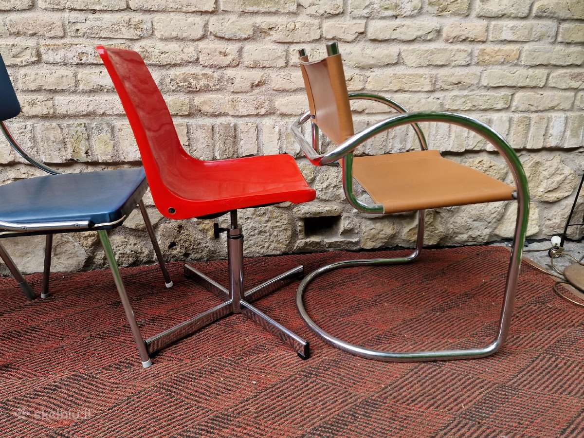 Vintažinės mid century Bauhaus st.kėdės,pufai - nuotraukos Nr. 14
