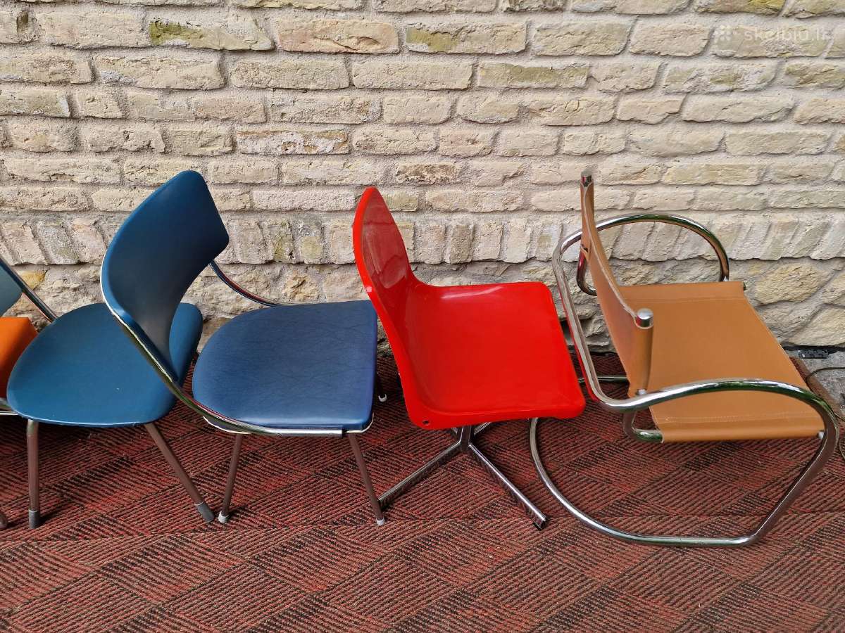 Vintažinės mid century Bauhaus st.kėdės,pufai - nuotraukos Nr. 15