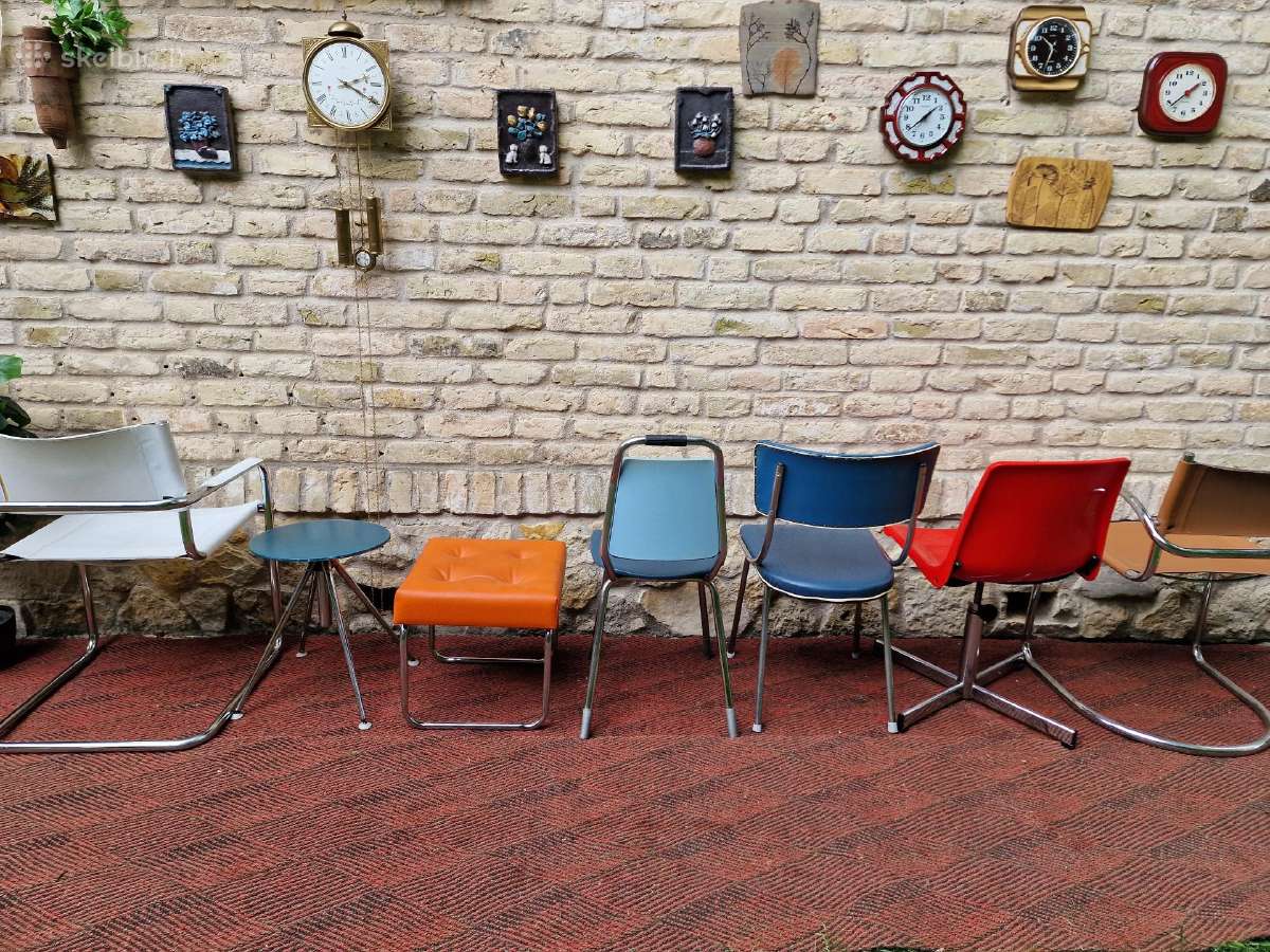 Vintažinės mid century Bauhaus st.kėdės,pufai - nuotraukos Nr. 18