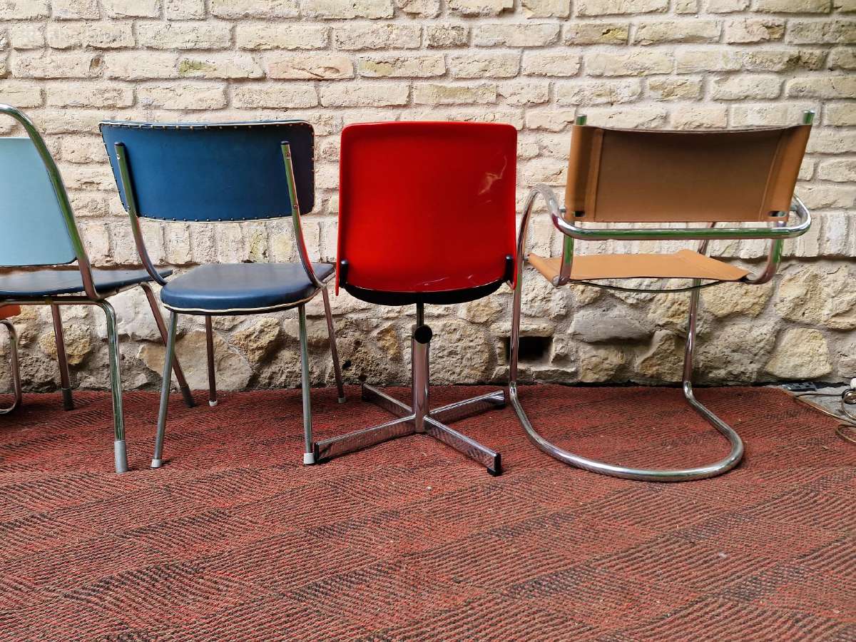 Vintažinės mid century Bauhaus st.kėdės,pufai - nuotraukos Nr. 19