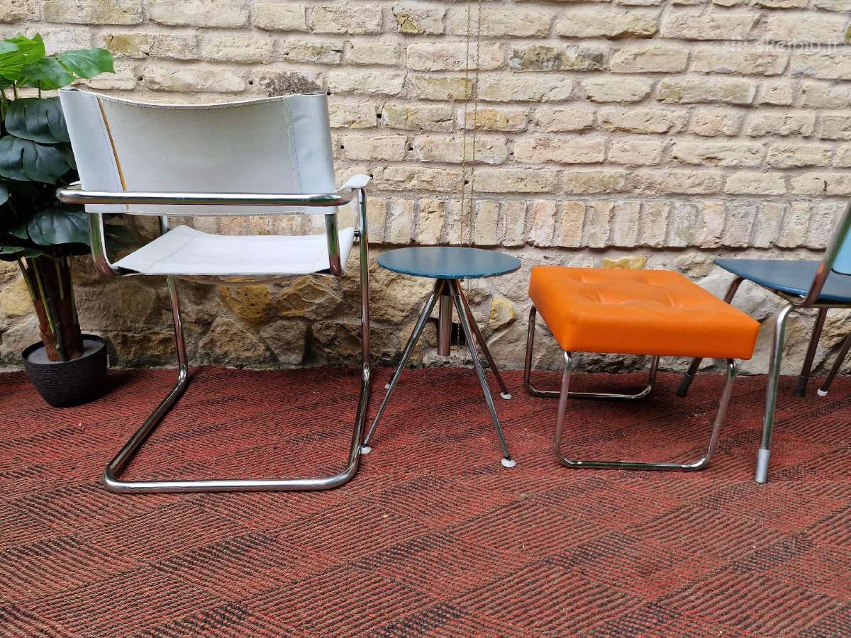 Vintažinės mid century Bauhaus st.kėdės,pufai - nuotraukos Nr. 21