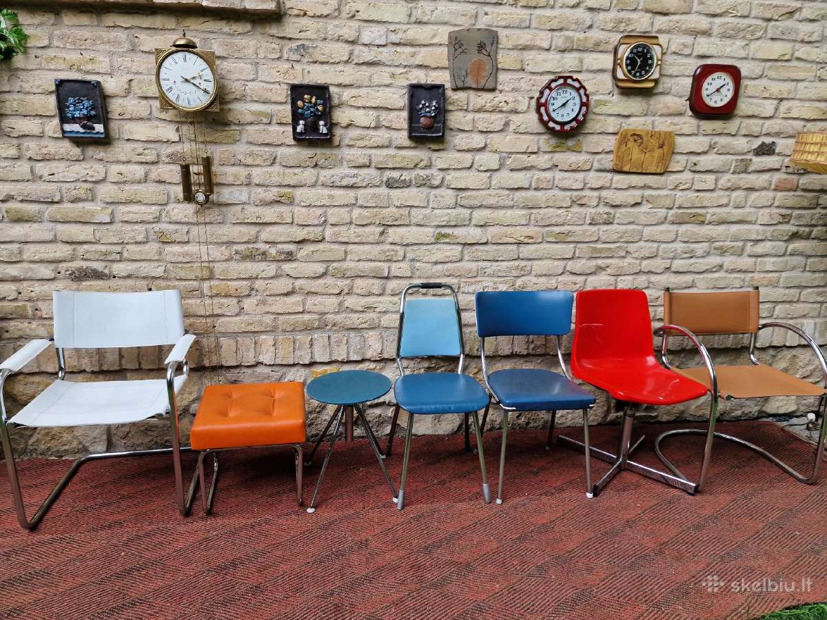 Vintažinės mid century Bauhaus st.kėdės,pufai - nuotraukos Nr. 23