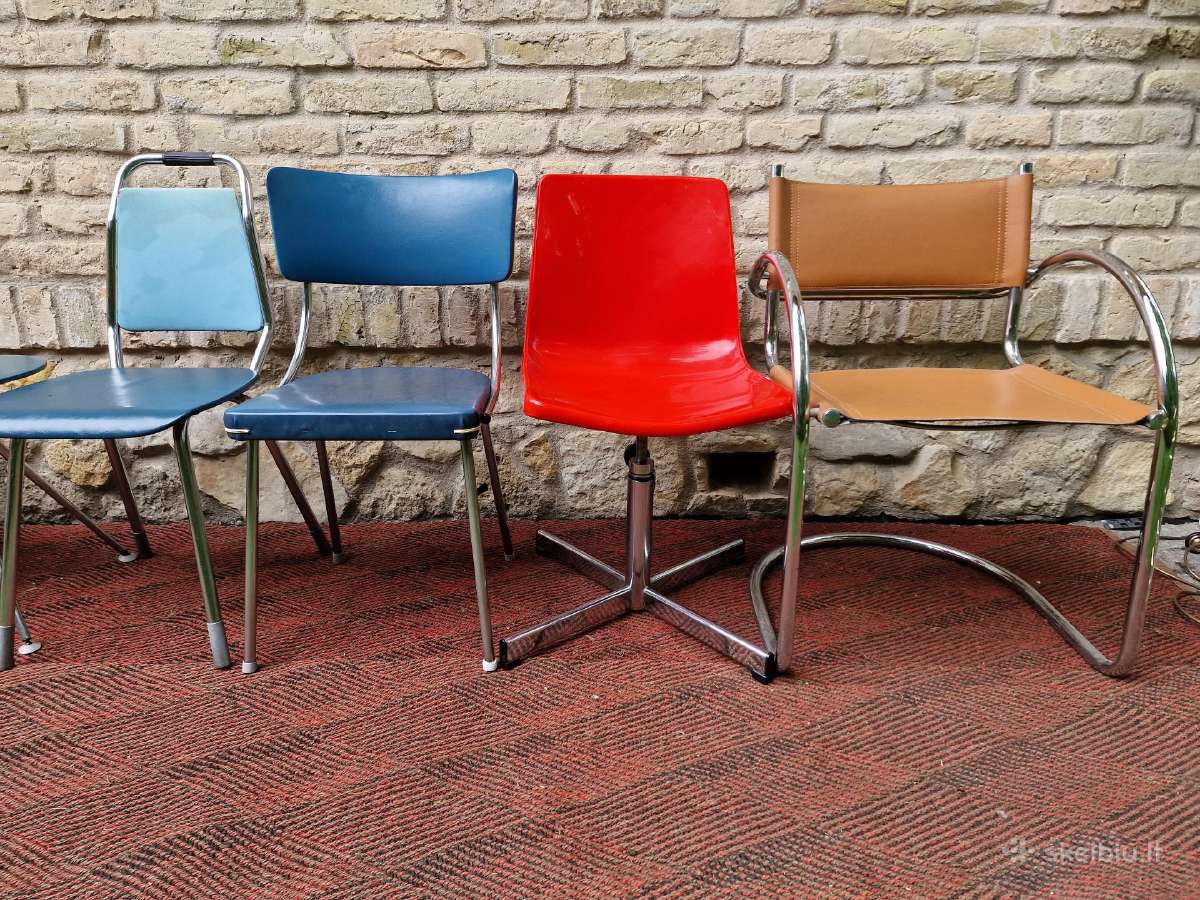 Vintažinės mid century Bauhaus st.kėdės,pufai - nuotraukos Nr. 24