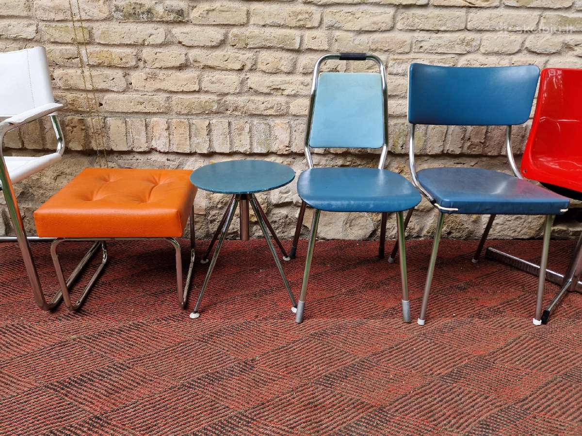 Vintažinės mid century Bauhaus st.kėdės,pufai - nuotraukos Nr. 25