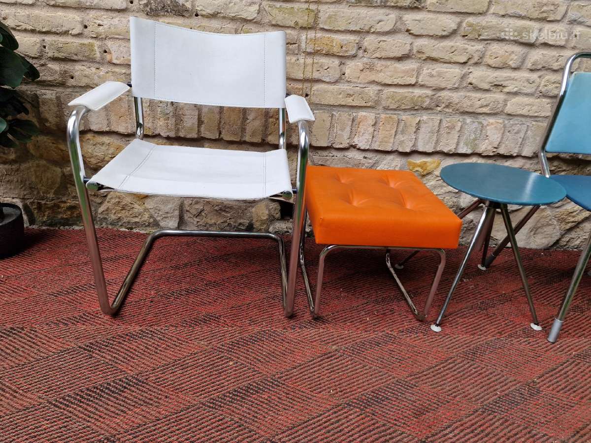 Vintažinės mid century Bauhaus st.kėdės,pufai - nuotraukos Nr. 26