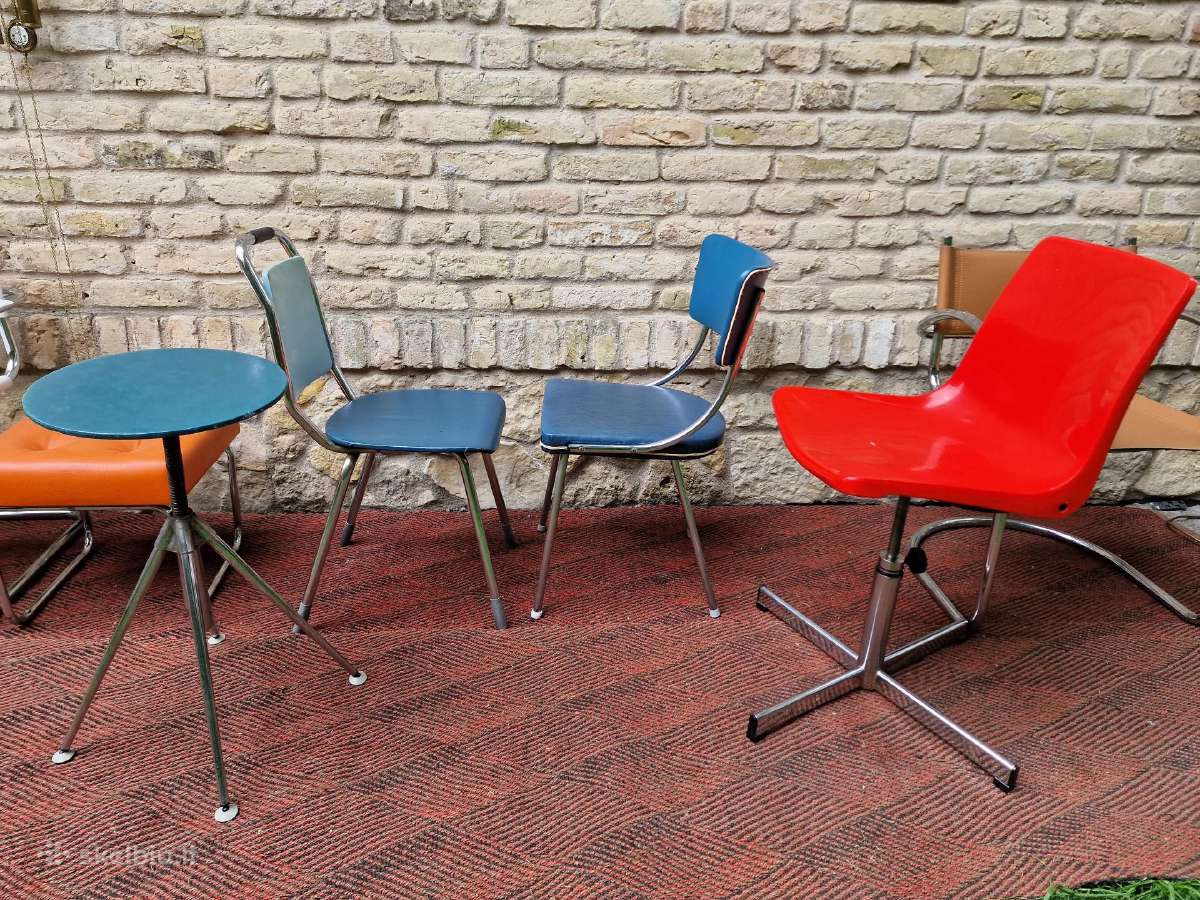 Vintažinės mid century Bauhaus st.kėdės,pufai - nuotraukos Nr. 30