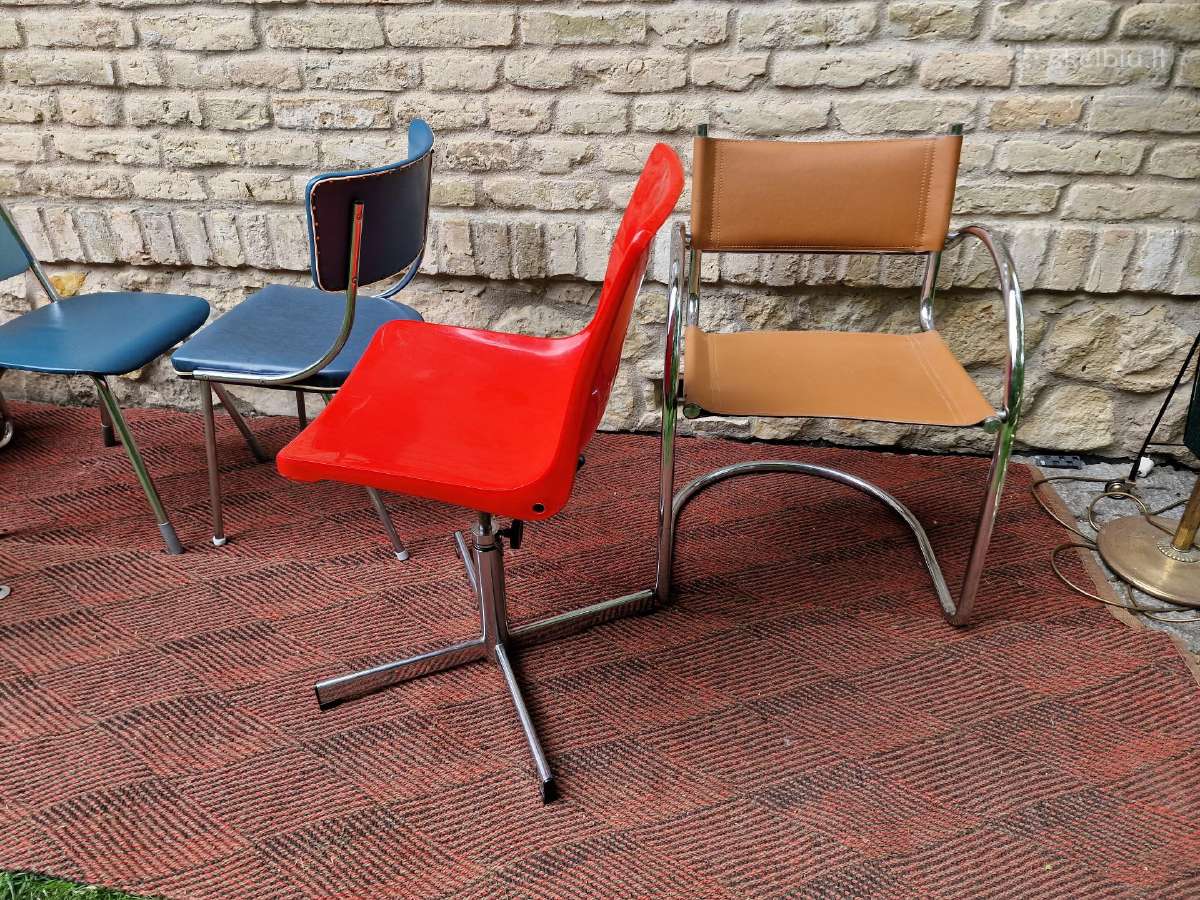 Vintažinės mid century Bauhaus st.kėdės,pufai - nuotraukos Nr. 32