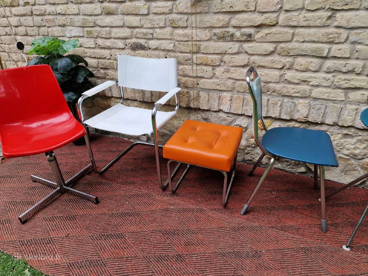 Vintažinės mid century Bauhaus st.kėdės,pufai - nuotraukos Nr. 36