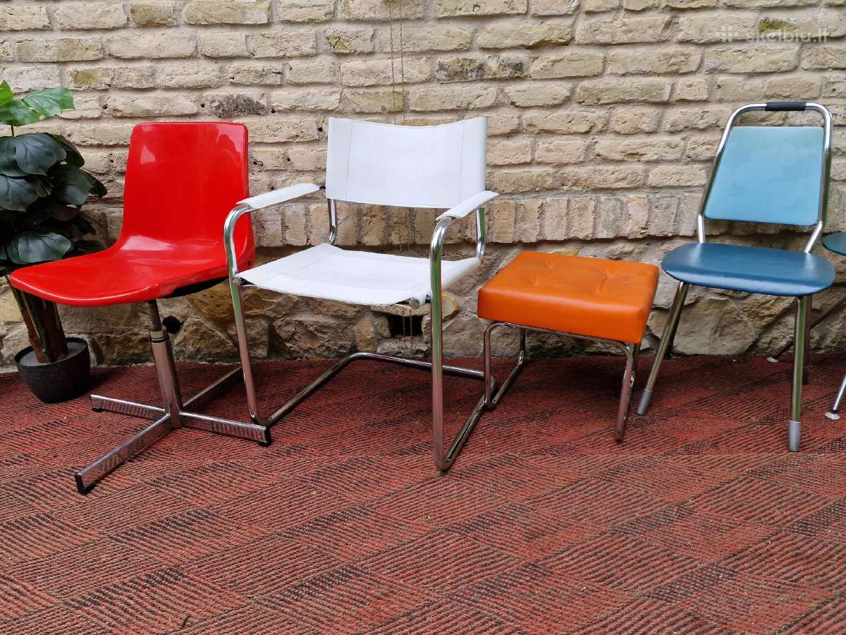 Vintažinės mid century Bauhaus st.kėdės,pufai - nuotraukos Nr. 38