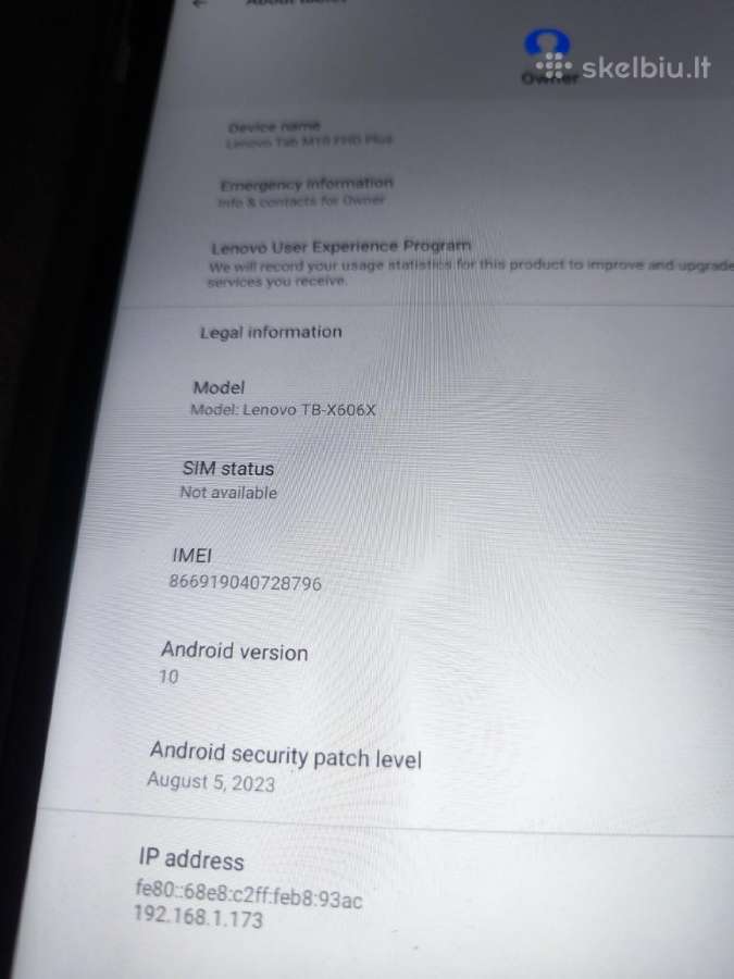 Lenovo Tab M10 Fhd Plus (TB-x606x) Lte - nuotraukos Nr. 2