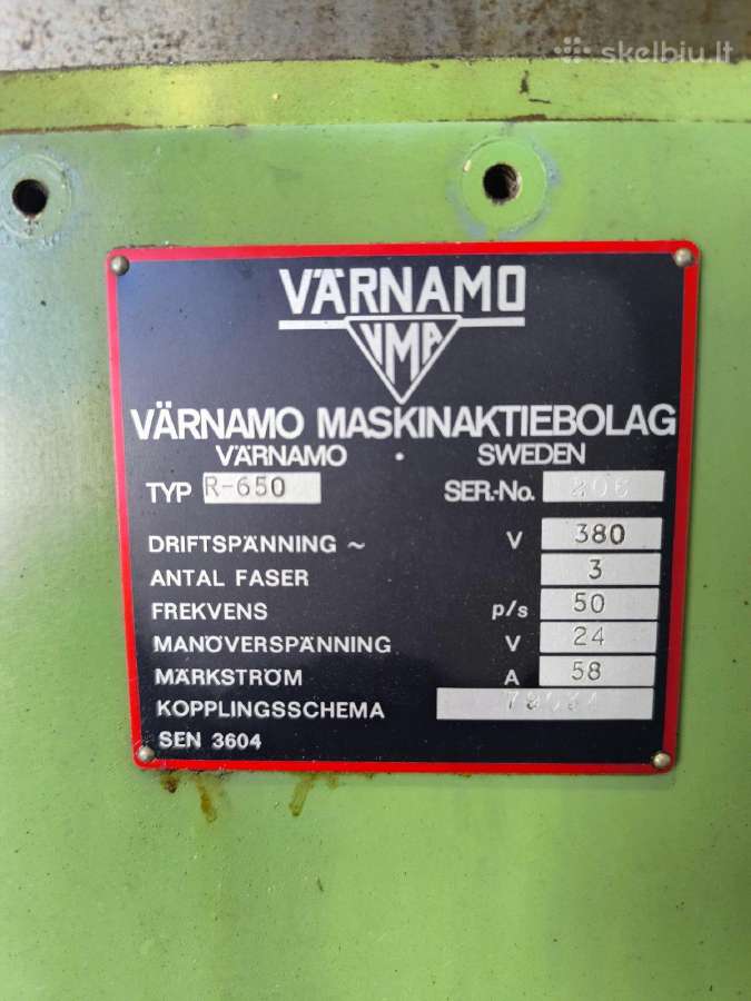 Metalo frezavimo staklės Värnamo R-650 - nuotraukos Nr. 6