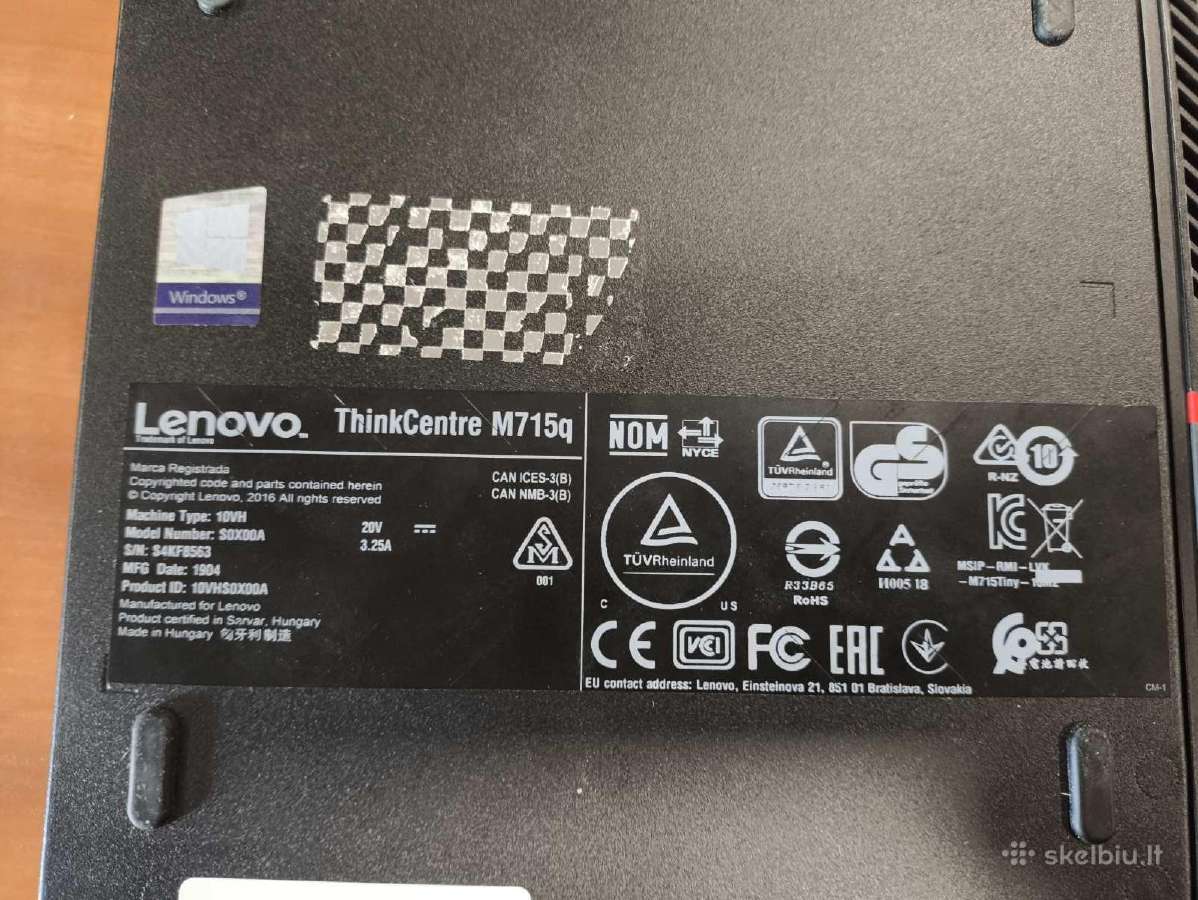 Mini Pc Lenovo M715q Ryen 5 2400g 8gb 256gb WiFi - nuotraukos Nr. 3