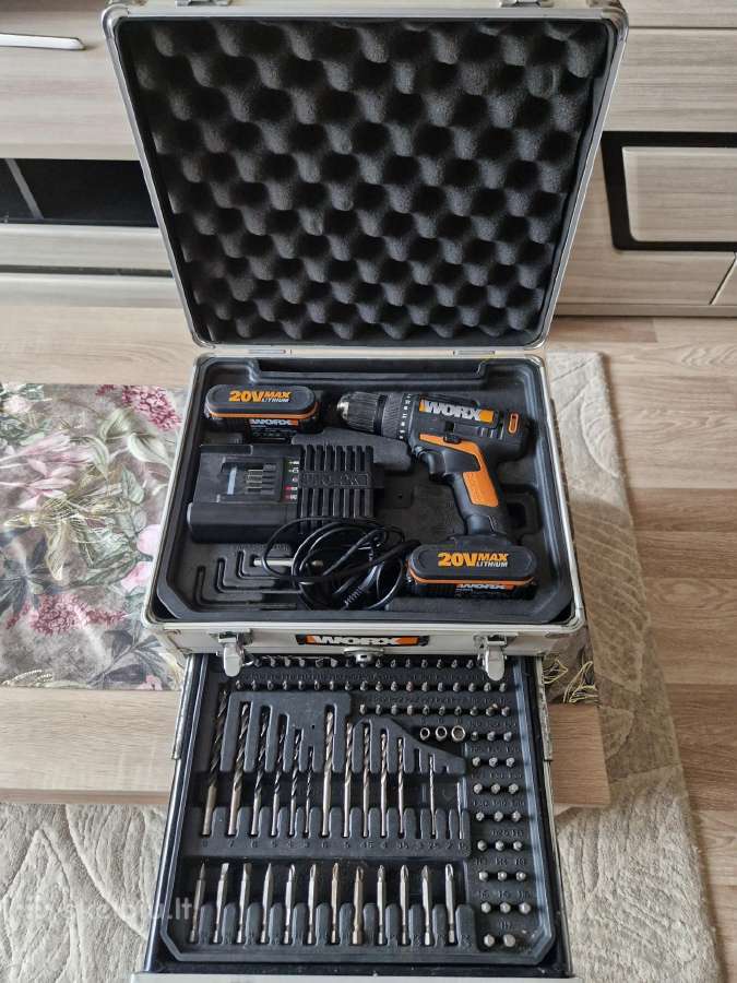 Worx Wx166.2, 2 akumuliatoriai 20v pilnas komplekt