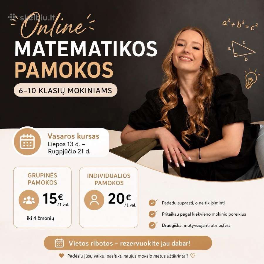 Online matematikos korepetitorė 6-10 kl. mokiniams