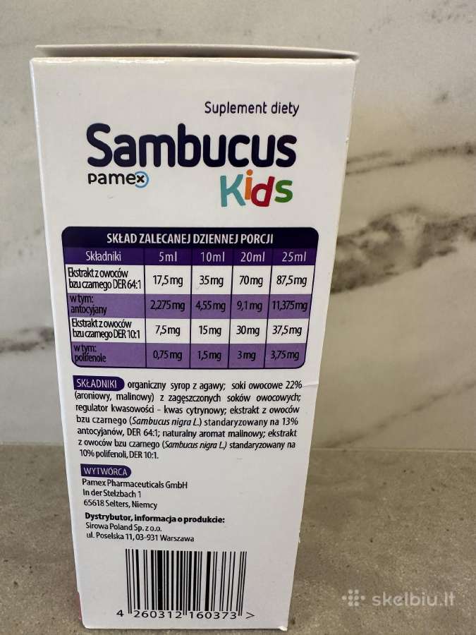 Sambucus kids sirupas 120ml - nuotraukos Nr. 2