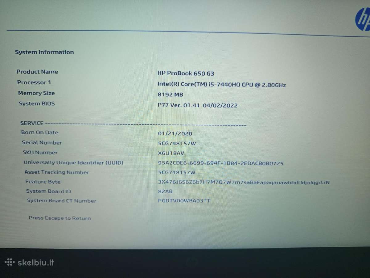Hp Proobook 650 G3